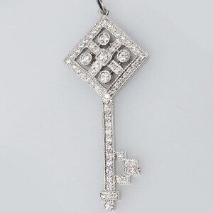 Tiffany & Co. Platinum and Diamond Checkerboard Tiffany Key Pendant